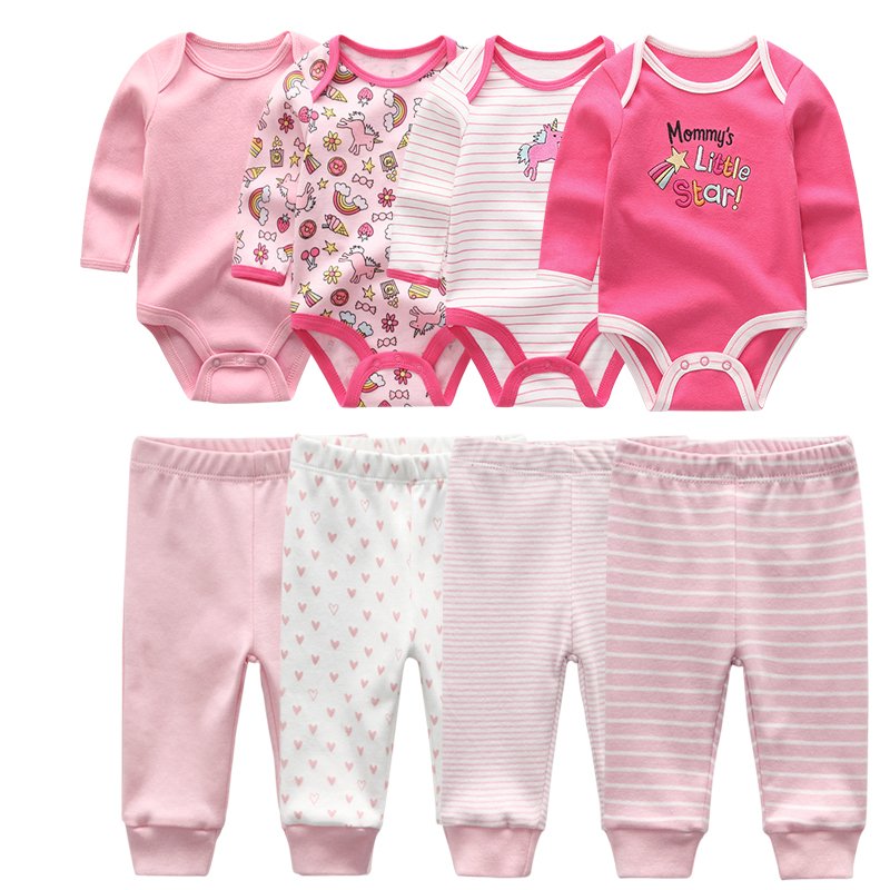 Baby Bodysuit & Trousers Set (8 Pieces)