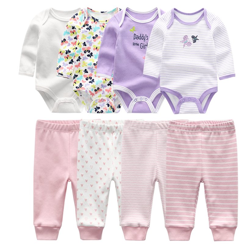 Baby Bodysuit & Trousers Set (8 Pieces)