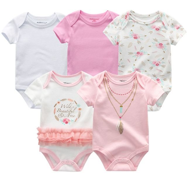 Baby Girls Short Sleeve Bodysuits (5-Pack)
