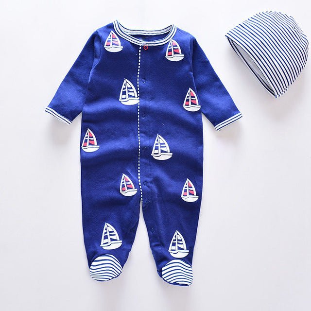 Cotton Baby Romper & Cap Set
