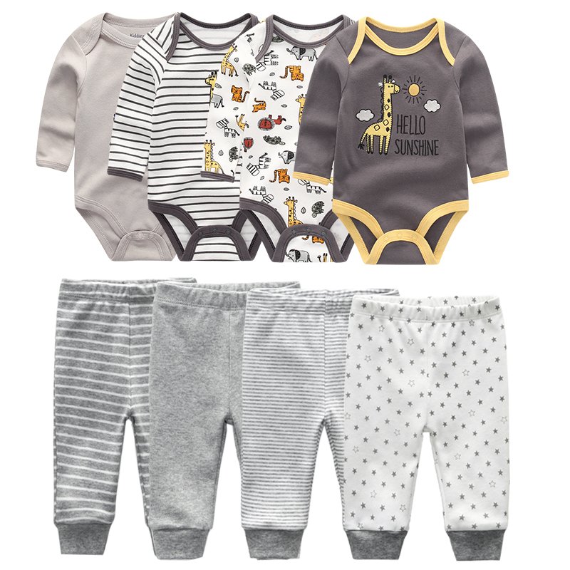 Baby Bodysuit & Trousers Set (8 Pieces)
