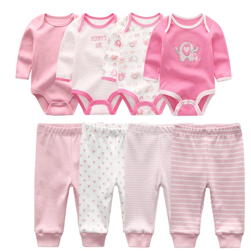 Baby Bodysuit & Trousers Set (8 Pieces)
