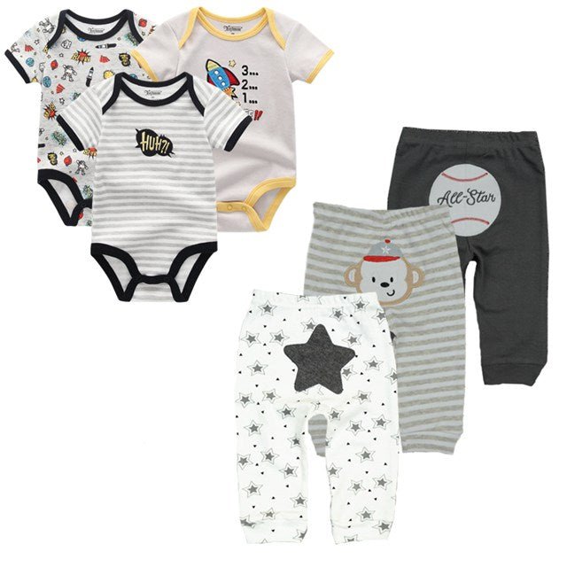 Baby Bodysuit & Trousers Set (6 Pieces)