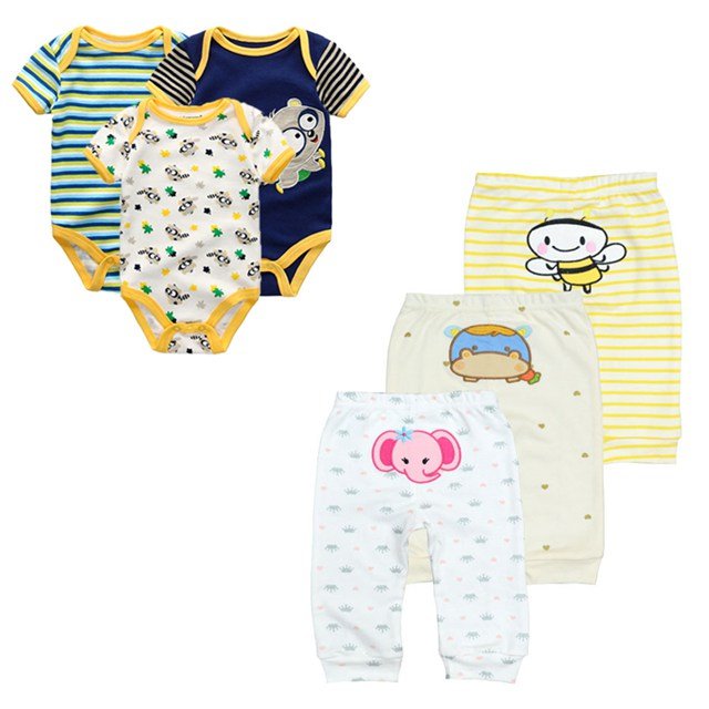 Baby Bodysuit & Trousers Set (6 Pieces)
