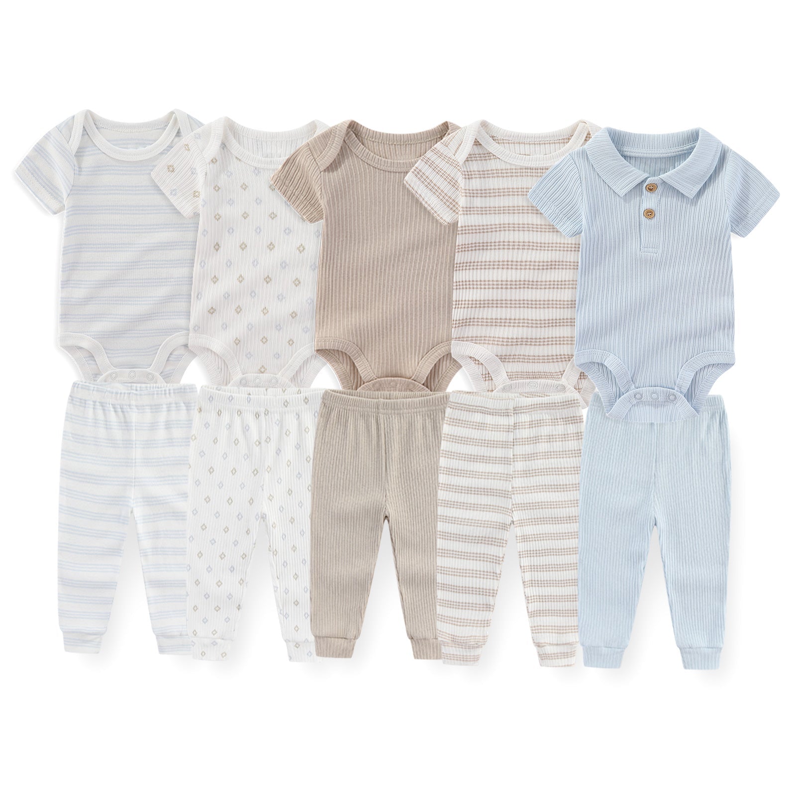 Baby Bodysuit & Trousers Set (10 Pieces)
