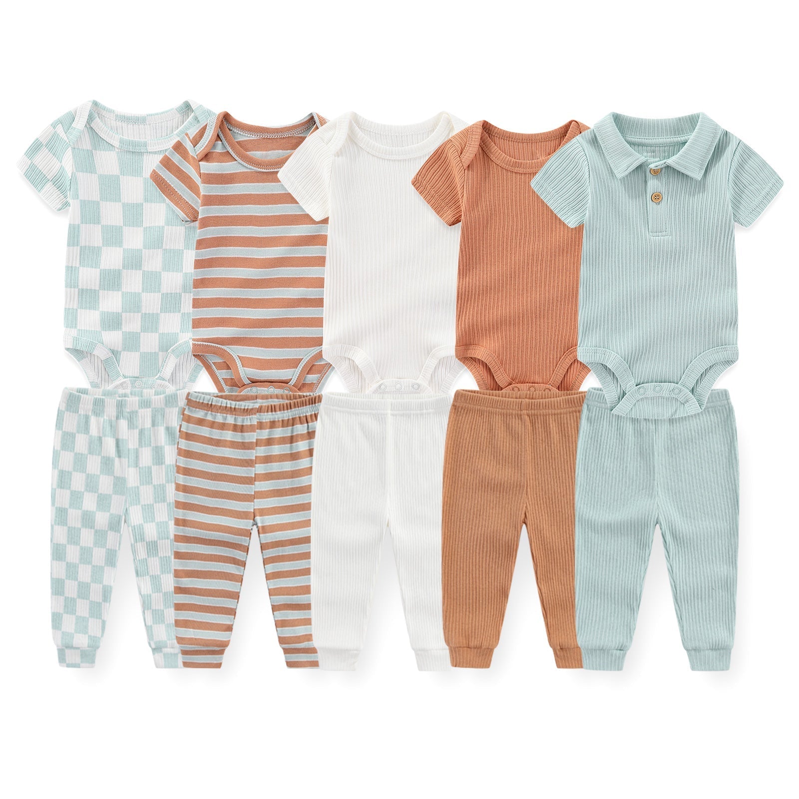Baby Bodysuit & Trousers Set (10 Pieces)