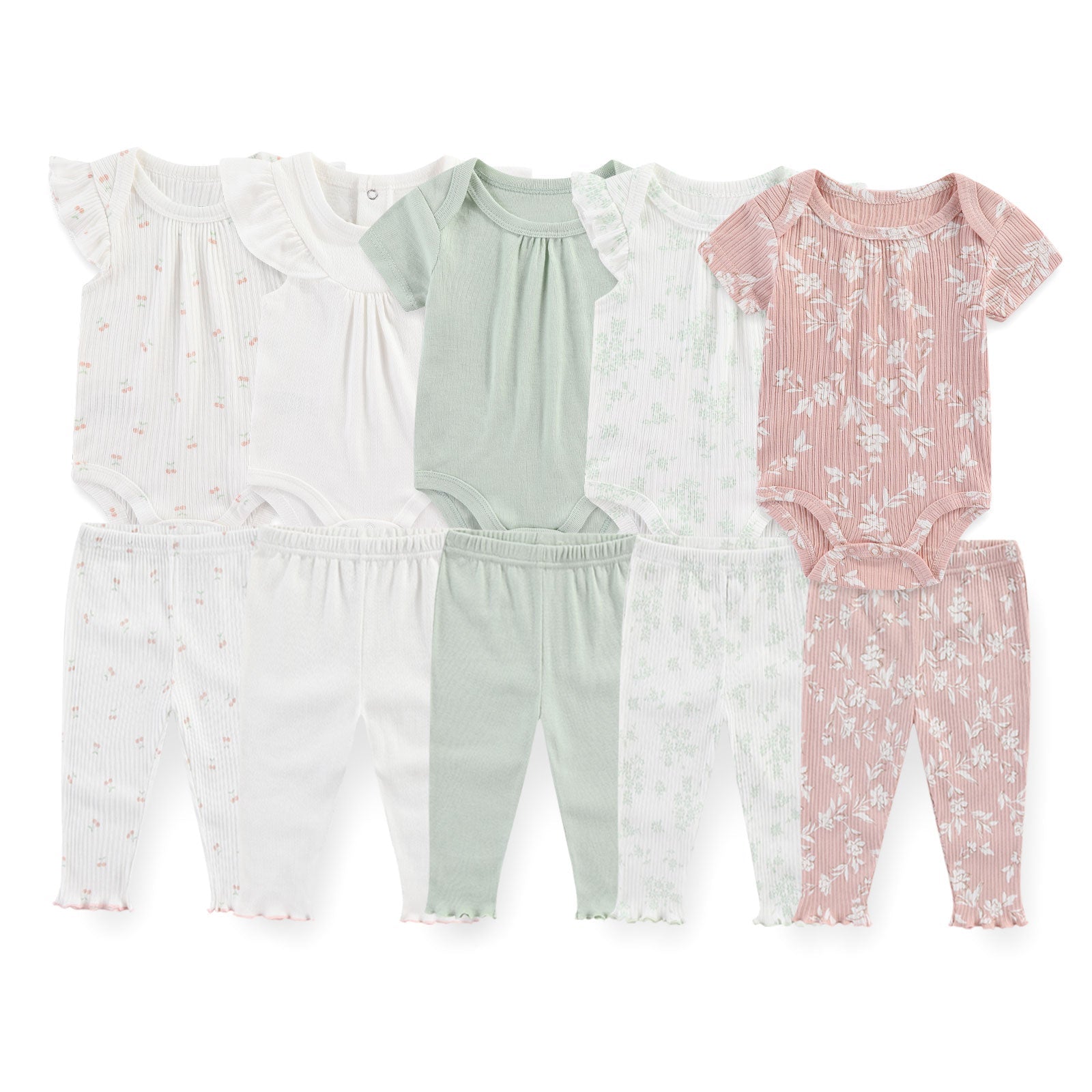 Baby Bodysuit & Trousers Set (10 Pieces)