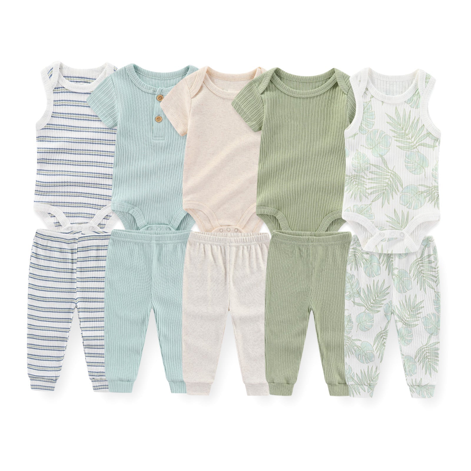 Baby Bodysuit & Trousers Set (10 Pieces)