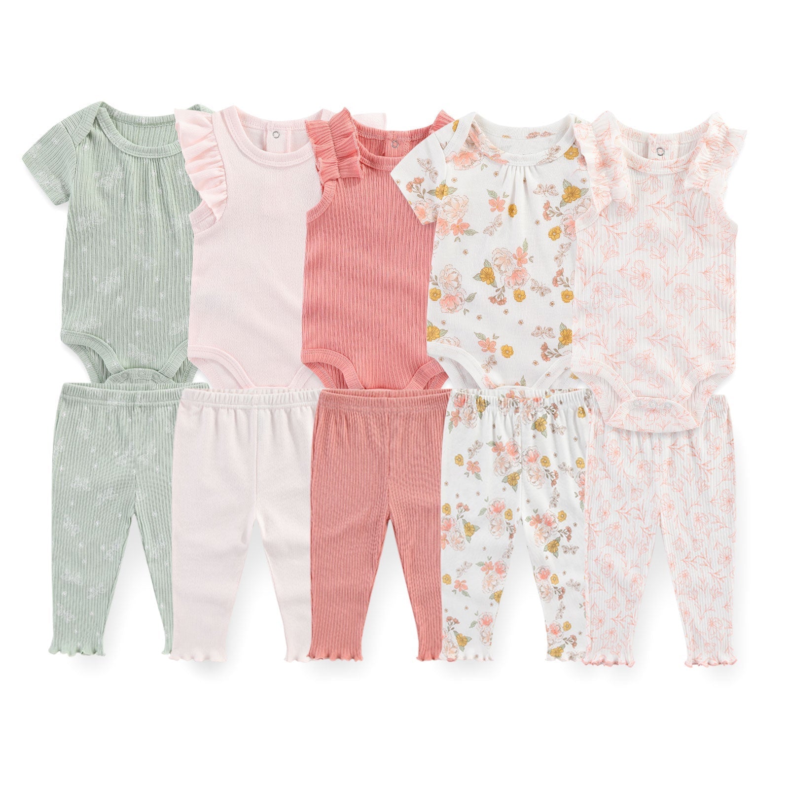 Baby Bodysuit & Trousers Set (10 Pieces)