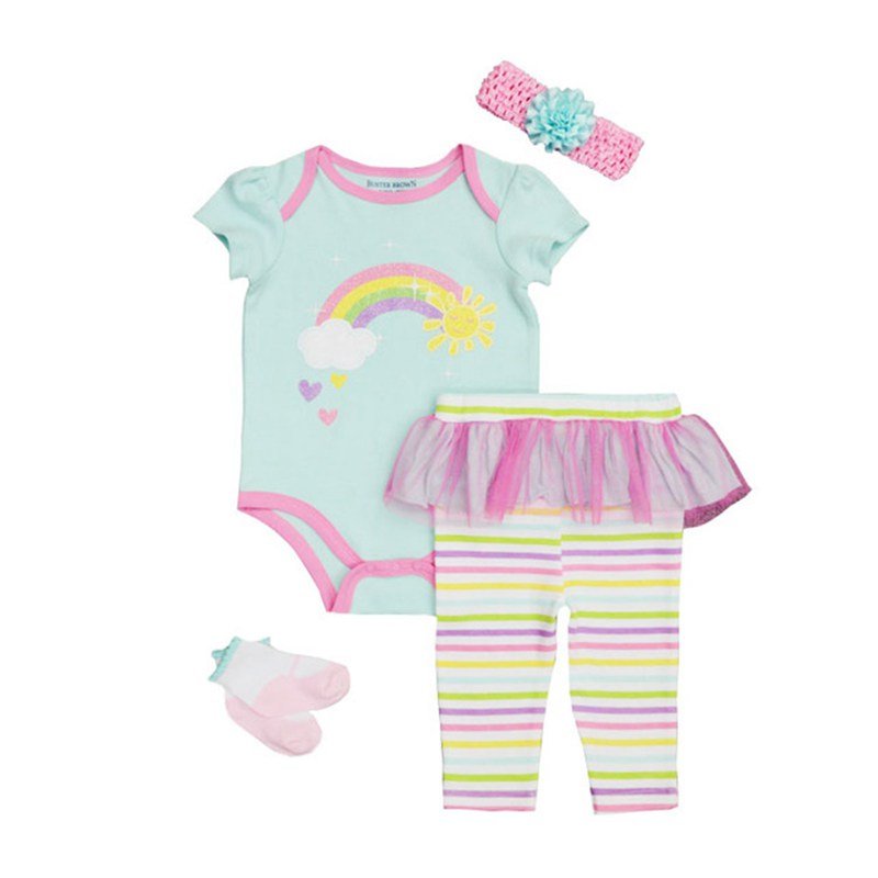 Baby Girl Bodysuit & Trousers Set (4 Pieces)