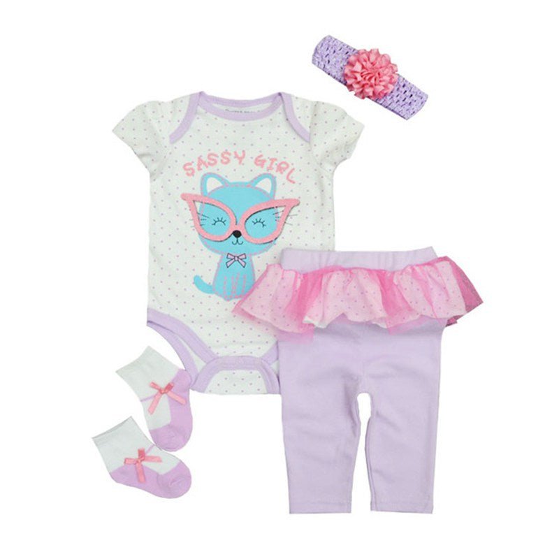 Baby Girl Bodysuit & Trousers Set (4 Pieces)