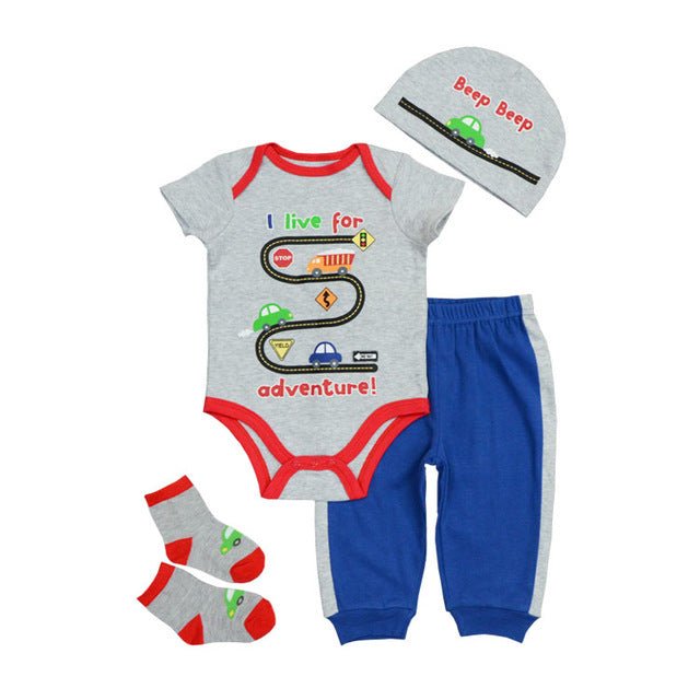 Baby Girl Bodysuit & Trousers Set (4 Pieces)