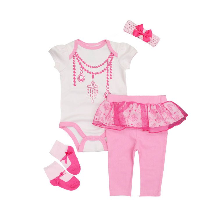 Baby Bodysuit, Trousers, Socks & Cap Set (4 Pieces)
