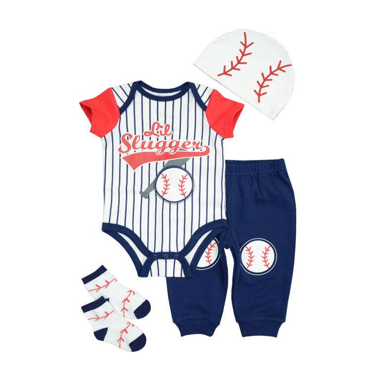 Baby Bodysuit, Trousers, Socks & Cap Set (4 Pieces)