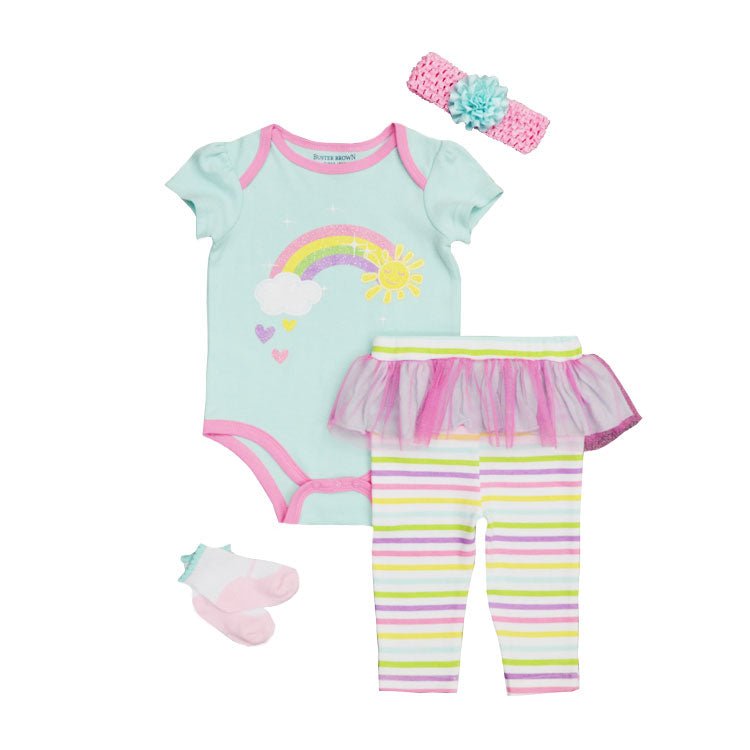 Baby Bodysuit, Trousers, Socks & Cap Set (4 Pieces)