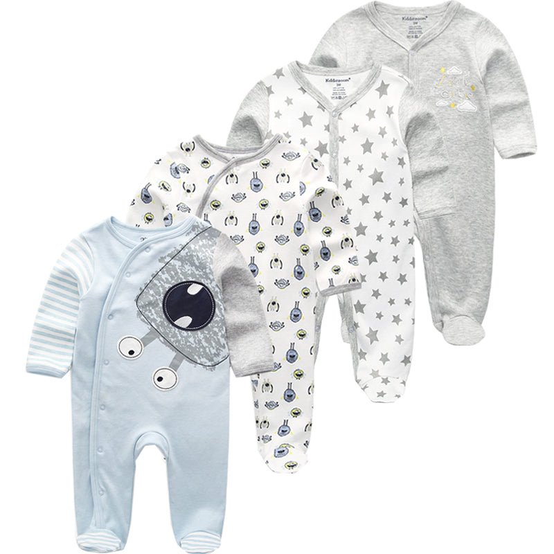 Long Sleeve Baby Romper Set (4-Piece)