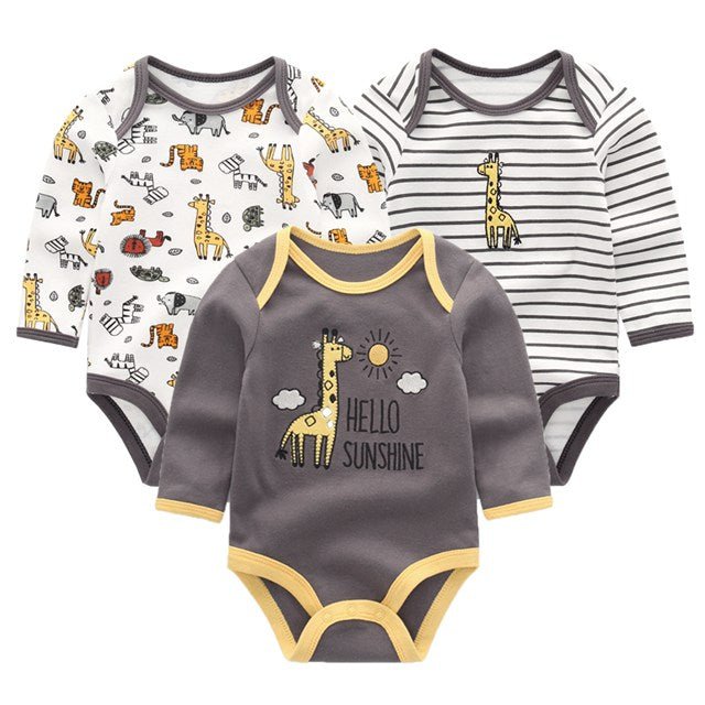 Long Sleeve Baby Girls Bodysuit Set (3-Piece)