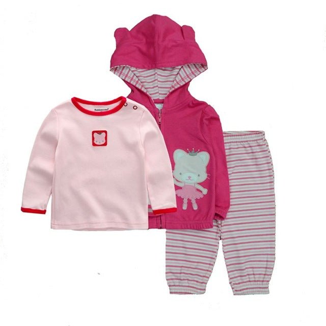 Baby Girls Bodysuit, Trousers & Coat Set