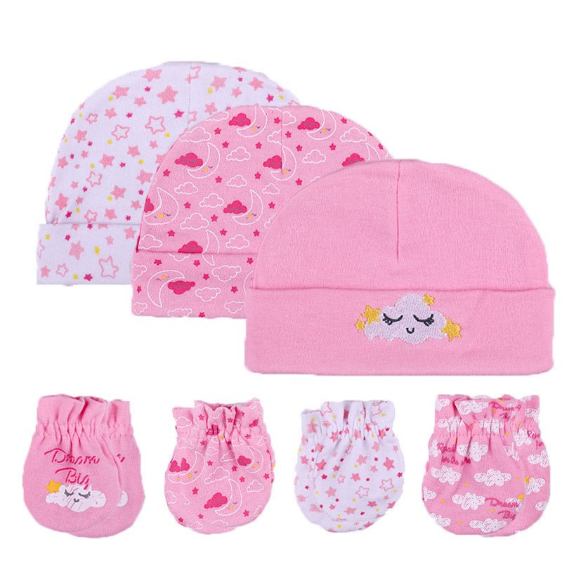 Cotton Baby Hat & Mittens Set