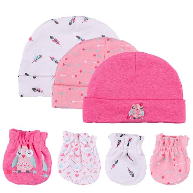 Cotton Baby Hat & Mittens Set