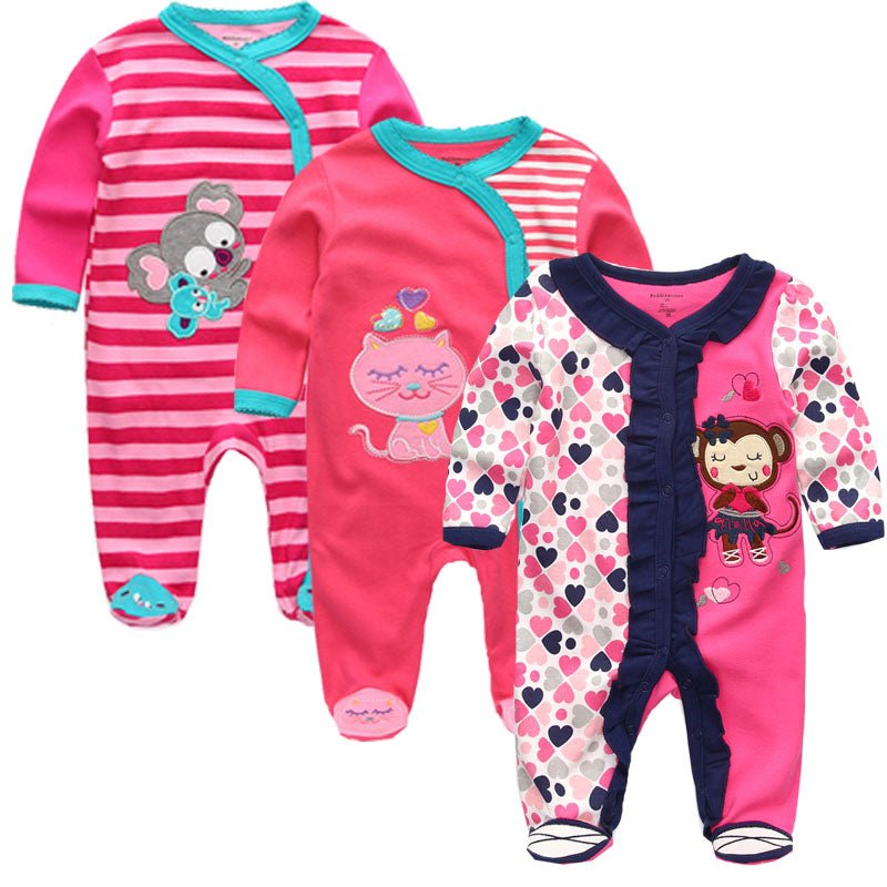 Long Sleeve Baby Romper Set (3-Pack)